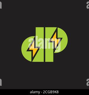 letter dp thunder shape geometric logo vector Stock Vector