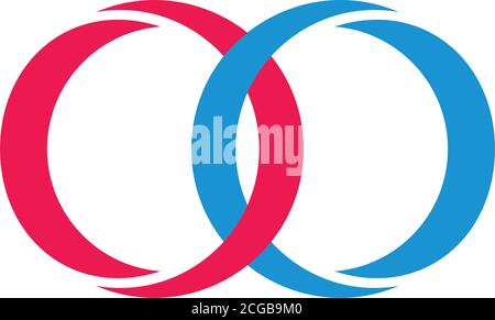 linked circle colorful object 3d logo vector Stock Vector