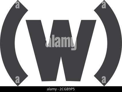letter w parenthesis design logo vector Stock Vector