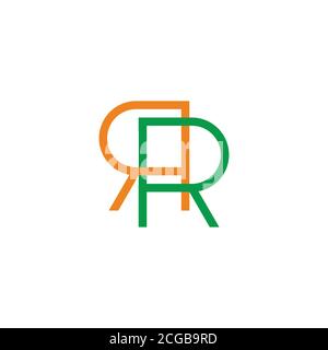 letter RR linked colorful simple geometric line logo vector Stock Vector