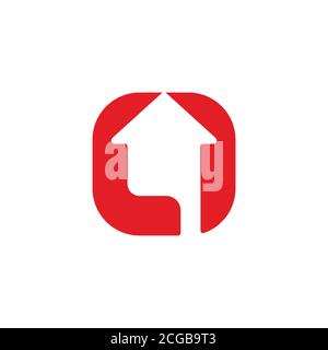 abstract home arrow up square negative space logo vector Stock Vector