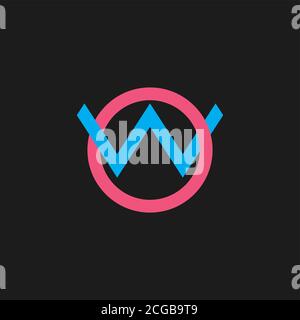 letter ow linked overlapping line logo vector Stock Vector
