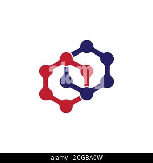 linked hexagonal dots simple logo vector Stock Vector