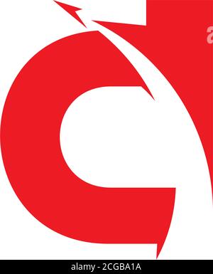 symbol vector of letter c d motion rocket arrow geometric design Stock Vector
