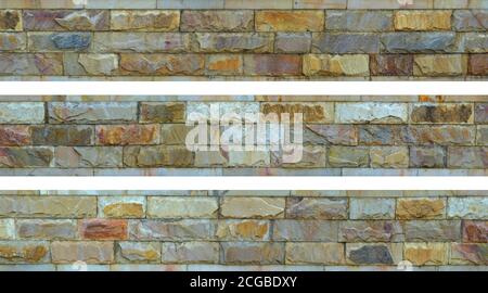Wide panoramic shot of the walls lined with untreated marble tiles Stock Photo