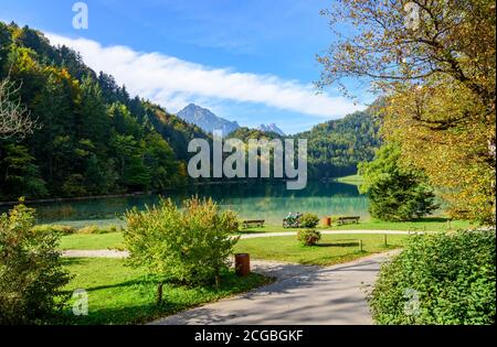 Idyllic embedded lake in the alpine foothills near Füssen called Alatsee Stock Photo