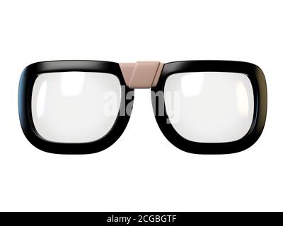 Black nerd eyeglasses design element, glasses isolated on white background, 3d rendering Stock Photo