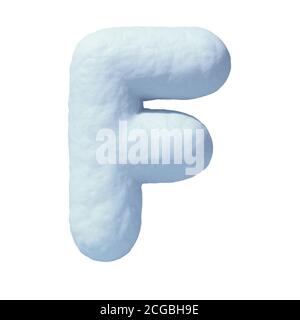 Snow font 3d rendering letter F Stock Photo