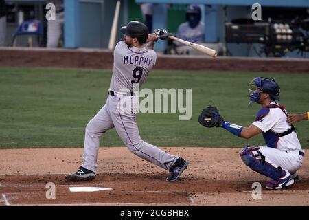 Colorado Rockies' Daniel Murphy (9) in action during a baseball