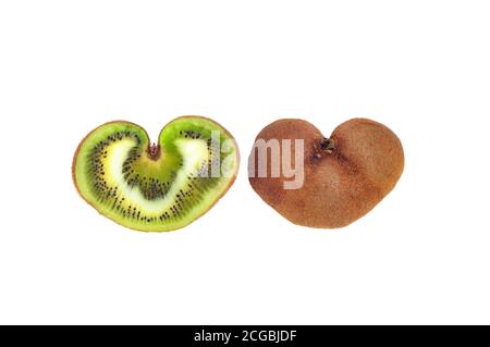 Kiwi fruit in the shape of a heart on a white background Stock Photo