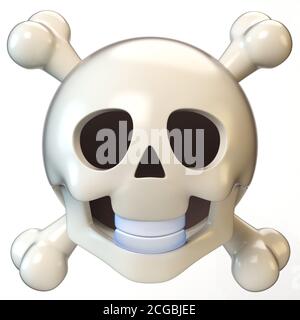 Skull face emoji isolated on white background, dead emoticon 3d rendering Stock Photo