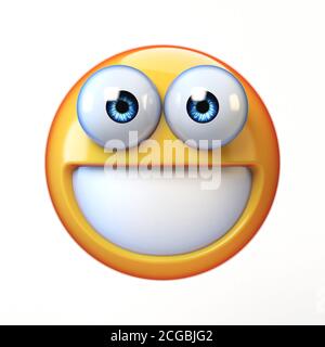 Smiling emoji isolated on white background, teeth emoticon 3d rendering Stock Photo