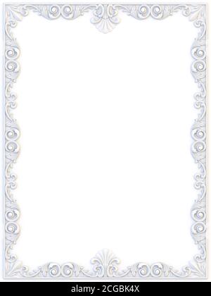 Ornamental vintage frames. Floral design template. Page decoration. Birthday card, wedding invitations. 3d rendering Stock Photo