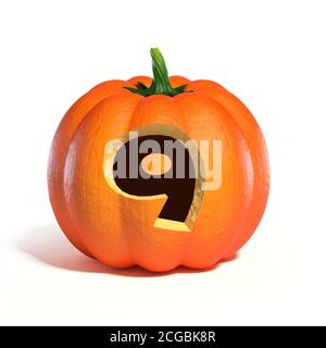 Halloween pumpkin font 3d rendering number 9 Stock Photo