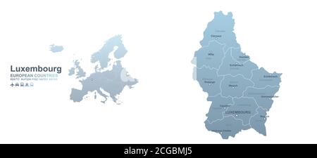 Luxembourg map. blue gradient vector map of European countries. Stock Vector