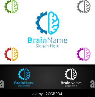 Fix Brain Logo with Think Idea Concept Vector Design Stock Vector