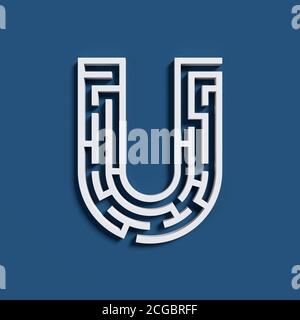 Maze font letter U Stock Photo