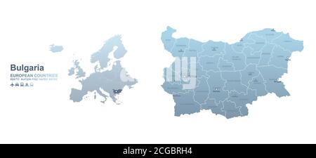 Bulgaria map. blue gradient vector map of European countries. Stock Vector