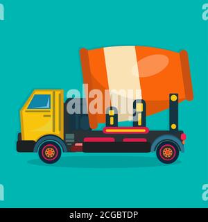 concrete mixer truck for industrial concept vector illustration in flat style Stock Vector