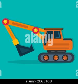 digger vehicle for industrial concept vector illustration in flat style Stock Vector