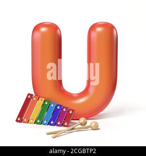 Toy font letter U 3d rendering Stock Photo