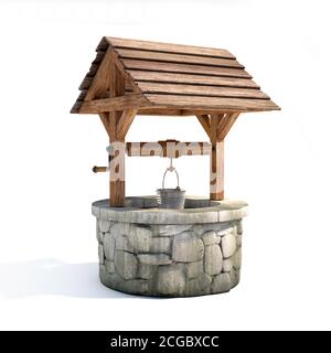 Water well on white background 3d illustration Stock Photo