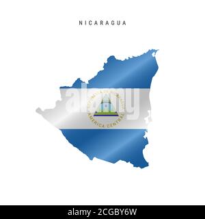 Waving flag map of Nicaragua. Vector illustration Stock Vector