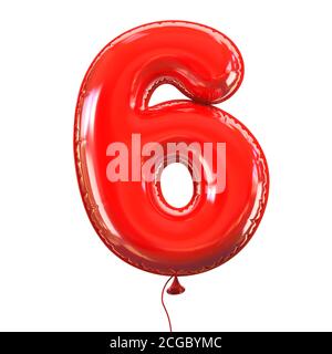 Red balloon font number 6 Stock Photo