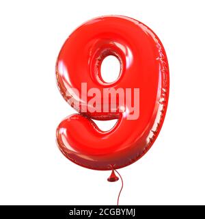 Red balloon font number 9 Stock Photo