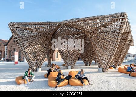 2018 Venice Architecture Biennale curated by Yvonne Farrell and Shelley McNamara. Bamboo Stalactite by VTN Architects. Stock Photo