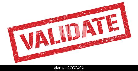 VALIDATE red grungy rectangle stamp sign. Stock Photo