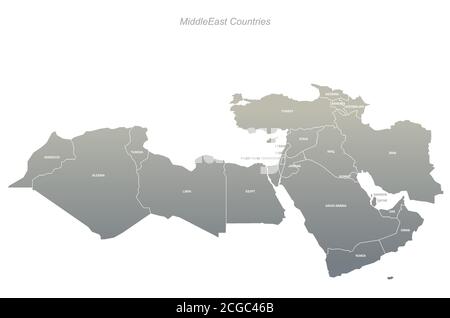 Middle East countries named vector map. Stock Vector