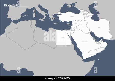 Middle east countries vector map. Stock Vector