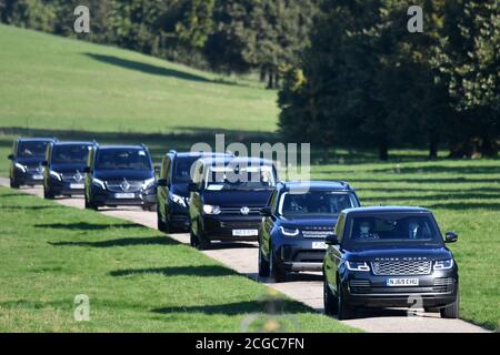 The delegation of the German Foreign Minister Heiko Maas arrives for an E3 Ministers meeting at Chevening House in Sevenoaks, Kent. Stock Photo