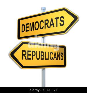 two road signs - democrats or republicans choice Stock Photo