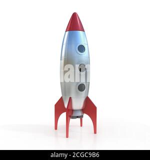 cartoon rocket space ship 3d rendering Stock Photo