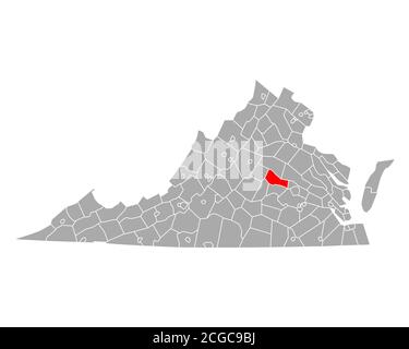 Map of Goochland in Virginia Stock Photo