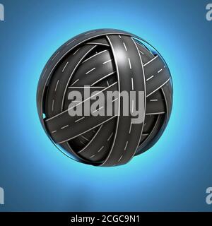 abstract sphere made of asphalt road Stock Photo