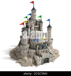 castle on white background 3d illustration Stock Photo