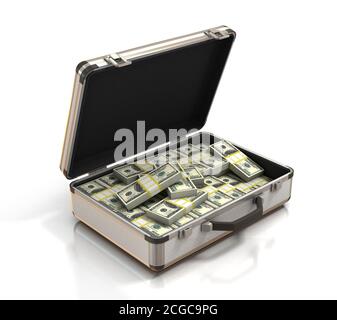 case full of dollars 3d rendering Stock Photo
