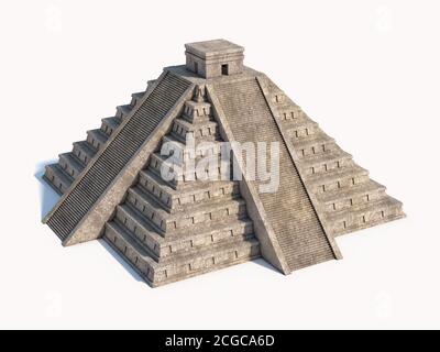 Mayan pyramid isolated on white 3d rendering Stock Photo