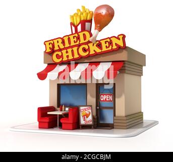 Fried chicken restaurant 3d rendering Stock Photo