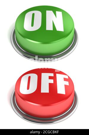 on off buttons 3d rendering Stock Photo