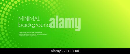 Abstract green gradient vector banner. Halftone dotted minimal contemporary long background Stock Vector