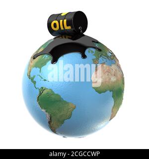 oil spill over planet earth 3d illustration Stock Photo