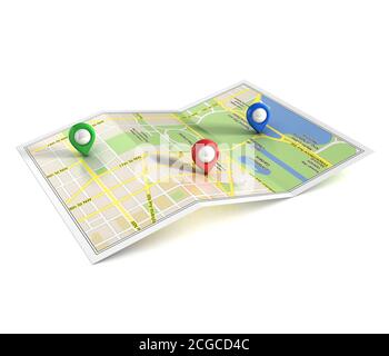 city map with pointers 3d illustration Stock Photo