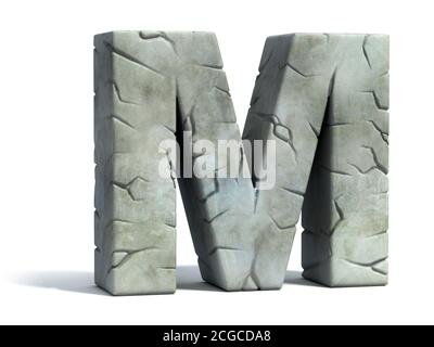 cracked stone 3d font letter M Stock Photo