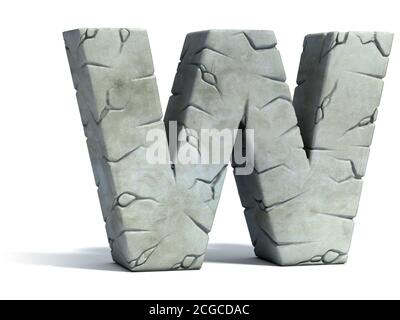 cracked stone 3d font letter W Stock Photo