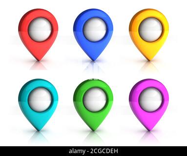 map pointers set 1 3d rendering Stock Photo