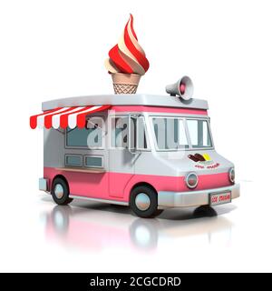 ice cream truck 3d illustration Stock Photo